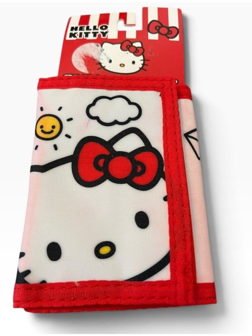 Hello Kitty Nylon Trifold Wallet Sanrio Hook & Loop closure NWT